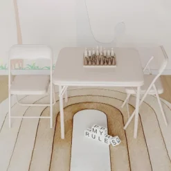 3-Piece Folding Upholstered Table And Chair, Square Card Table And Chair Set With Pu Soft Cushion, Metal Frame Children's Activity Table And Chairs -Living Aura Store GUEST e6017328 782a 4c8c 96c2 4d4767cdac3b