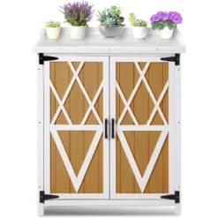 Potting Bench Outdoor Cabinet With Metal Tabletop, Wooden Storage Cabinets Weatherproof, Planting Work Benches With Adjustable Shelf 17 Potting Bench Outdoor Cabinet With Metal Tabletop, Wooden Storage Cabinets Weatherproof, Planting Work Benches With Adjustable Shelf -Living Aura Store GUEST e758b23e f421 4d78 ba1f b4b11bf26dca