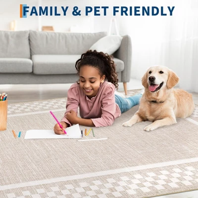 Modern Geometric Bordered Living Room Bedroom Rugs, Ultra Thin Soft Non Slip Large Carpet For Dining Room Office Classroom 6 Modern Geometric Bordered Living Room Bedroom Rugs, Ultra Thin Soft Non Slip Large Carpet For Dining Room Office Classroom - Image 6