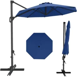 10FT Cantilever Umbrella Outdoor Patio Umbrella With Base And 360-Degree Rotation, Windproof 19 10FT Cantilever Umbrella Outdoor Patio Umbrella With Base And 360-Degree Rotation, Windproof -Living Aura Store GUEST e916643e 210d 4205 9d34 a73ee09de682