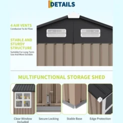 6x8 Ft Metal Outdoor Storage Shed With Window, Lockable Tool Storage Sheds, Oversized Steel Garden Sheds With Sloped Roof For Backyard, Patio, Garage 11 6x8 Ft Metal Outdoor Storage Shed With Window, Lockable Tool Storage Sheds, Oversized Steel Garden Sheds With Sloped Roof For Backyard, Patio, Garage -Living Aura Store GUEST e9a51e28 da4d 4502 a0e6 62453f38b7e0