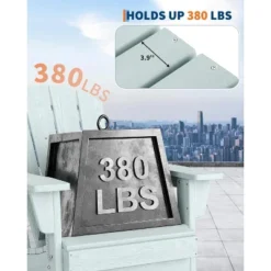 Folding Adirondack Chair Set Of 2, HDPE Plastic Weather Resistant Oversized Outdoor Chair For Patio, Lawn, Garden, Backyard, Deck, 380 Lb Support