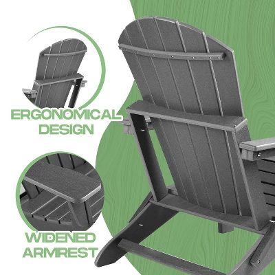 Folding Adirondack Chair - Oversized HDPE, Weather Resistant, Outdoor Fire Pit Chair, Suitable For Patio, Porch, Deck, Garden 4 Folding Adirondack Chair - Oversized HDPE, Weather Resistant, Outdoor Fire Pit Chair, Suitable For Patio, Porch, Deck, Garden - Image 4