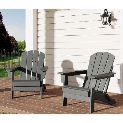 Folding Adirondack Chair Set Of 2, HDPE Plastic Weather Resistant Oversized Outdoor Chair For Patio, Lawn, Garden, Backyard, Deck, 380 Lb Support 11 Folding Adirondack Chair Set Of 2, HDPE Plastic Weather Resistant Oversized Outdoor Chair For Patio, Lawn, Garden, Backyard, Deck, 380 Lb Support - Image 11
