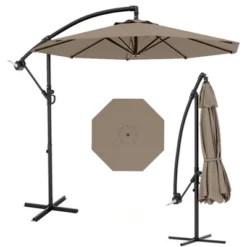 10FT Cantilever Umbrella With Cross Base - 2-6 People, Outdoor Offset Design With Crank Lift, Fade-Resistant Canopy For Deck Pool Garden Backyard 17 10FT Cantilever Umbrella With Cross Base - 2-6 People, Outdoor Offset Design With Crank Lift, Fade-Resistant Canopy For Deck Pool Garden Backyard -Living Aura Store GUEST ed5b56db 7a57 4f09 b495 12365f12a1ae