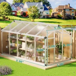 6x8 FT Greenhouses For Outdoors, Heavy Duty Aluminum Green House With Polycarbonate Roof, Sliding Door, Adjustable Vent For Garden, Backyard, Natural -Living Aura Store GUEST ee95c217 3485 431c ba24 4d1f67ba4c91