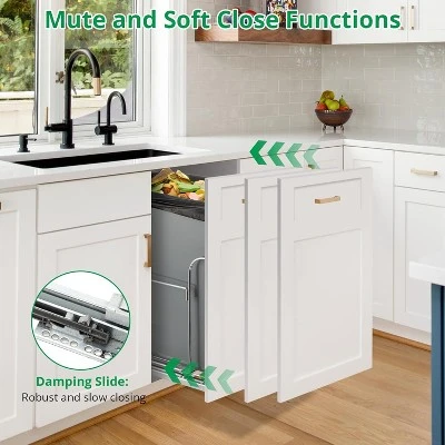 Undercabinet Trash System: 30L/35L Pull-Out Drawers W/Door Kits & Dampers | Fits 10-12" Cabinets | Steel | Silver (No Bins Included) 3 Undercabinet Trash System: 30L/35L Pull-Out Drawers W/Door Kits & Dampers | Fits 10-12" Cabinets | Steel | Silver (No Bins Included) - Image 3