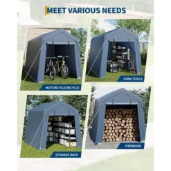 Outdoor Storage Shed 7x12 FT Carport With Roll-Up Zipper Door & Window, Waterproof & UV Resistant Portable Garage For Motorcycle, Bike, And Tools 12 Outdoor Storage Shed 7x12 FT Carport With Roll-Up Zipper Door & Window, Waterproof & UV Resistant Portable Garage For Motorcycle, Bike, And Tools -Living Aura Store GUEST eecd53d5 af17 4c4d a0df 08e10b96a951 2