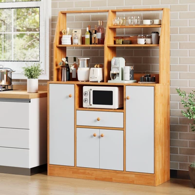 Kitchen Pantry Cabinet With Drawers - Wood Sideboard Buffet With Doors, Adjustable Shelf, Storage Rack, Coffee Bar Station For Kitchen Dining Room 1 Kitchen Pantry Cabinet With Drawers - Wood Sideboard Buffet With Doors, Adjustable Shelf, Storage Rack, Coffee Bar Station For Kitchen Dining Room