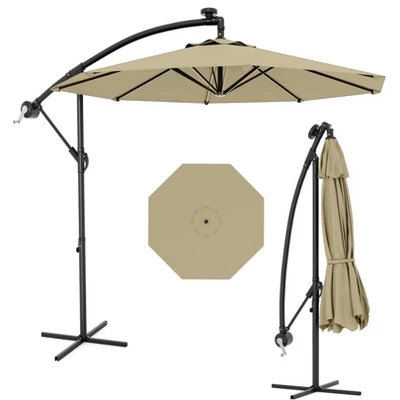 10FT Cantilever Umbrella, Base Included - For 2-6 People, 360-Degree Rotation & Infinite Tilt, Fade-Resistant Canopy For Deck Pool Garden Backyard 8 10FT Cantilever Umbrella, Base Included - For 2-6 People, 360-Degree Rotation & Infinite Tilt, Fade-Resistant Canopy For Deck Pool Garden Backyard - Image 8