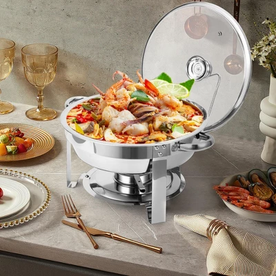 Chafing Dish Buffet , Buffet Servers And Warmers Set Of 2,Stainless Steel Buffet Chafers And Warmer Sets ,for Buffet With Lid Holder & Glass Lid 8 Chafing Dish Buffet , Buffet Servers And Warmers Set Of 2,Stainless Steel Buffet Chafers And Warmer Sets ,for Buffet With Lid Holder & Glass Lid - Image 8