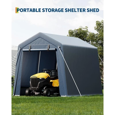 Outdoor Storage Shed 7x12 FT Carport With Roll-Up Zipper Door & Window, Waterproof & UV Resistant Portable Garage For Motorcycle, Bike, And Tools 3 Outdoor Storage Shed 7x12 FT Carport With Roll-Up Zipper Door & Window, Waterproof & UV Resistant Portable Garage For Motorcycle, Bike, And Tools - Image 3