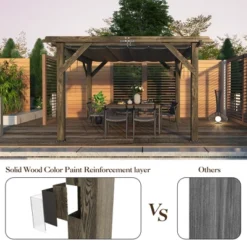 10x12 FT Wood Pergola With Retractable Canopy, Retractable Shade Canopy, Durable, Rot Resistant, For Backyard, Deck, Garden, Outdoor Entertaining 9 10x12 FT Wood Pergola With Retractable Canopy, Retractable Shade Canopy, Durable, Rot Resistant, For Backyard, Deck, Garden, Outdoor Entertaining -Living Aura Store GUEST efdbca82 eb11 4a15 97f7 17209600668d