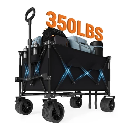 Heavy Duty Utility Beach Wagon Cart - Collapsible Wagon Beach With All Terrain Wheels, Extra Long Wagon Cart Foldable, Cup Holders For Sand 3 Heavy Duty Utility Beach Wagon Cart - Collapsible Wagon Beach With All Terrain Wheels, Extra Long Wagon Cart Foldable, Cup Holders For Sand - Image 3