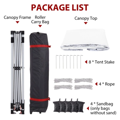 10 X 10 Pop Up Canopy, Beach Tent 3 Adjustable Heights, Easy Up Sun Shade W/ Wheeled Carry Bag, Outdoor Portable Shelter For Events, Parties, Camping 7 10 X 10 Pop Up Canopy, Beach Tent 3 Adjustable Heights, Easy Up Sun Shade W/ Wheeled Carry Bag, Outdoor Portable Shelter For Events, Parties, Camping - Image 7