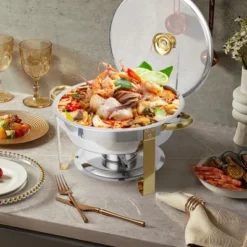 Chafing Dish Buffet , Buffet Servers And Warmers Set Of 2,Stainless Steel Buffet Chafers And Warmer Sets ,for Buffet With Lid Holder & Glass Lid 16 Chafing Dish Buffet , Buffet Servers And Warmers Set Of 2,Stainless Steel Buffet Chafers And Warmer Sets ,for Buffet With Lid Holder & Glass Lid -Living Aura Store GUEST f130eb04 a4a7 420d b571 07df1abedf55
