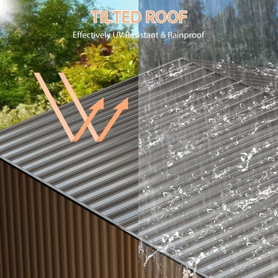 Outdoor Metal Storage Shed, Large Weatherproof Garden Shed For Tools,with Lockable Doors And Sloping Roof,for Lawn Equipment, Patio & Backyard 5 Outdoor Metal Storage Shed, Large Weatherproof Garden Shed For Tools,with Lockable Doors And Sloping Roof,for Lawn Equipment, Patio & Backyard - Image 5