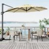 10FT Cantilever Umbrella Outdoor Patio Umbrella With Base And 360-Degree Rotation, Windproof