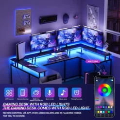 U Shaped Computer Gaming Desk With Power Outlets & LED Lights, Monitor Stand, Large Corner Desk 14 U Shaped Computer Gaming Desk With Power Outlets & LED Lights, Monitor Stand, Large Corner Desk -Living Aura Store GUEST f2e6d6df 49b1 4f82 b1b0 85a781b4346f