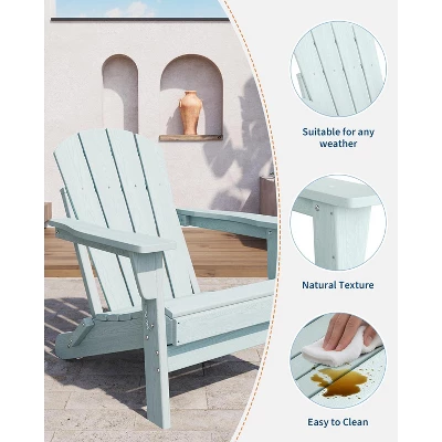 Folding Adirondack Chair Set Of 2, HDPE Plastic Weather Resistant Oversized Outdoor Chair For Patio, Lawn, Garden, Backyard, Deck, 380 Lb Support 2 Folding Adirondack Chair Set Of 2, HDPE Plastic Weather Resistant Oversized Outdoor Chair For Patio, Lawn, Garden, Backyard, Deck, 380 Lb Support - Image 2