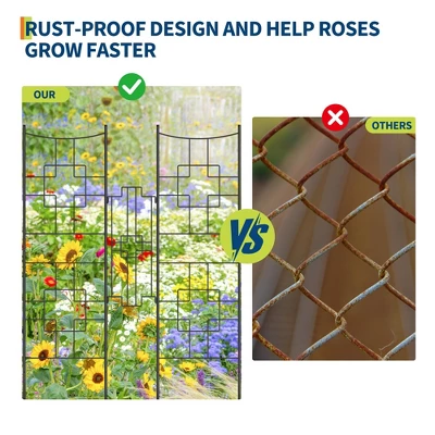 51" X 66" Garden Trellis For Climbing Plants Outdoor, Rustproof Metal Trellis For Roses Vegetables Vines Flowers Support, Garden Fence Panels 3 51" X 66" Garden Trellis For Climbing Plants Outdoor, Rustproof Metal Trellis For Roses Vegetables Vines Flowers Support, Garden Fence Panels - Image 3