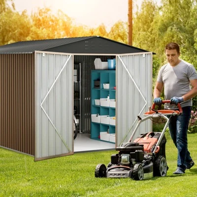 Outdoor Metal Storage Shed, Large Weatherproof Garden Shed For Tools,with Lockable Doors And Sloping Roof,for Lawn Equipment, Patio & Backyard 8 Outdoor Metal Storage Shed, Large Weatherproof Garden Shed For Tools,with Lockable Doors And Sloping Roof,for Lawn Equipment, Patio & Backyard - Image 8