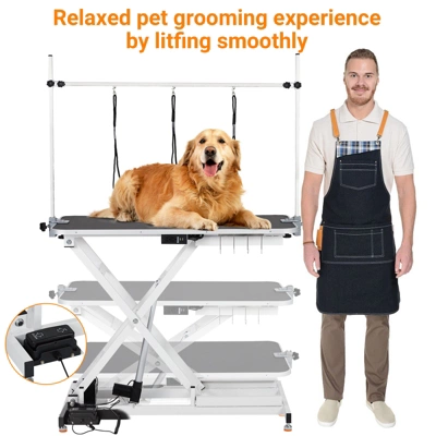 47'' Electric Dog Grooming Table, Heavy Duty Height Adjustable Lifting Grooming Table With Arm, Hooks, Leash, Pet Grooming Lift Table 6 47'' Electric Dog Grooming Table, Heavy Duty Height Adjustable Lifting Grooming Table With Arm, Hooks, Leash, Pet Grooming Lift Table - Image 6