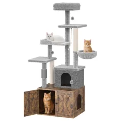 Cat Tree With Litter Box Enclosure - Hidden Cat Washroom, Indoor Kitten House With Scratching Posts, Multi Platform And Condo, Cat Tower, Hammock -Living Aura Store GUEST f851270b fce6 45f6 82f9 ea04c2fa9d6e