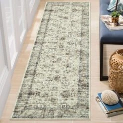 Washable Vintage Floral Living Room Rugs, Distressed Print Non Slip Bedroom Carpet, Retro Accent Large Dining Room Kitchen Rugs For Home Office