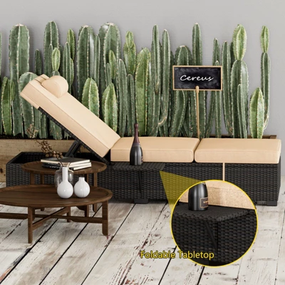 Wicker Chaise Outdoor,Reclining Adjustable Pool Rattan Chaise Chair,Patio Rattan Wicker Chaise Lounge Chair Set Of 2, For Pool Deck 5 Wicker Chaise Outdoor,Reclining Adjustable Pool Rattan Chaise Chair,Patio Rattan Wicker Chaise Lounge Chair Set Of 2, For Pool Deck - Image 5