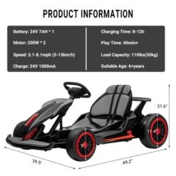 24V Kids Go Kart, Powerful Drift Kart With Dual 150W Motors, High Speed Electric Outdoor Ride On Toy, Battery Powered Ride On Racing Car With Music -Living Aura Store GUEST f8c89a25 865d 413a 8448 33fbb9901bd0