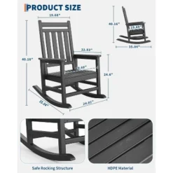 Adirondack Outdoor Patio Rocking Chair, All Weather HDPE Glider Rocker Chair With High Backrest For Porch Balcony Lawn, 380 Lbs Capacity 15 Adirondack Outdoor Patio Rocking Chair, All Weather HDPE Glider Rocker Chair With High Backrest For Porch Balcony Lawn, 380 Lbs Capacity -Living Aura Store GUEST f90d44ed d5dd 4915 b32d c9d7b8028201