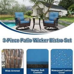3 Pieces Outdoor Swivel Patio Rocking Chairs, Outdoor Wicker Patio Furniture, 2 Glider Chairs & Side Table, For Backyard, Garden, Balcony, Deck -Living Aura Store GUEST f93168aa 38ac 423f aedb f8f431289464