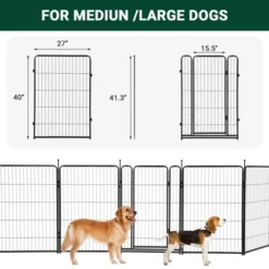 Dog Playpen For Large Medium Small Dogs, Metal Dog Fence With Gate,40 Inch 8 Panels Outdoor Pet Play Pen,Portable And Fold Up Puppy Exercise Pen