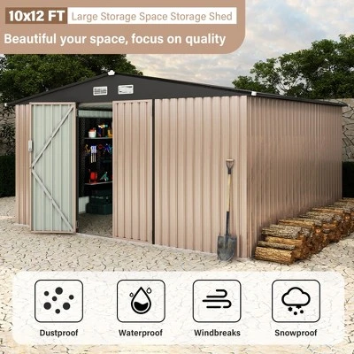Outdoor Metal Storage Shed, Weatherproof Garden Shed With Lock, Sloping Roof & Ventilation, For Backyard, Patio & Garage Storage 3 Outdoor Metal Storage Shed, Weatherproof Garden Shed With Lock, Sloping Roof & Ventilation, For Backyard, Patio & Garage Storage - Image 3