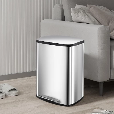 13 Gallon Step Trash Can, Stainless Steel Waste Bin With Removable Inner Bucket & Soft-Close Lid 7 13 Gallon Step Trash Can, Stainless Steel Waste Bin With Removable Inner Bucket & Soft-Close Lid - Image 7