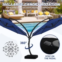 Outdoor Large Round Aluminum Offset Umbrella - Heavy Duty Offset Umbrella With 360° Rotation, Offset Patio Cantilever Umbrella With Base Included -Living Aura Store GUEST fcbe16e5 5cdd 4b87 933a ae5acb3ca76d