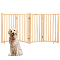 Wooden Freestanding Dog Gate, Folding Wooden Gates For Dogs Indoor For Doorways Stairs , Panel Dog Gate With No-Slip Mat -Living Aura Store GUEST ffa3c59b 39e5 4183 bdbe 4012393860b7